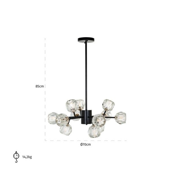 【Richmond Interiors】オランダ・インテリア照明「Quinty」ブラック　12灯（W700×D700×H850mm）