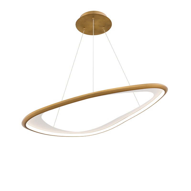 【WAC LIGHTING】アメリカ・LEDペンダントライト「Oyster」ゴールド（φ830×H20mm）