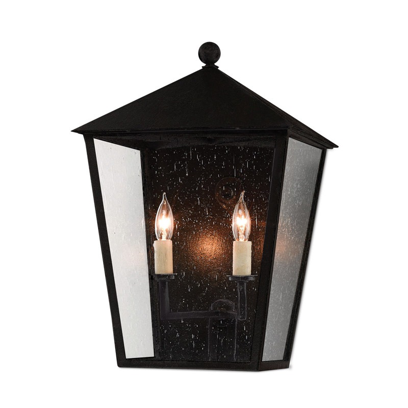 【CURREY】アメリカ・アウトドアウォールライト 2灯「Bening」M ブラック（W300×D340×H450mm）