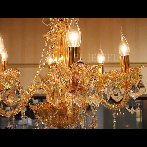 クリスタルシャンデリア 6灯 シャンパンゴールド(W600×H600mm)