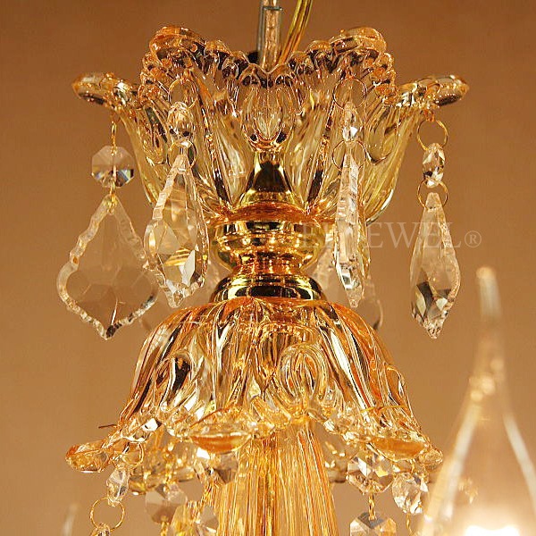 クリスタルシャンデリア 6灯 シャンパンゴールド(W600×H600mm)