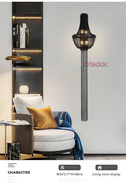 インテリア照明 ベッドサイド照明 長いトレイル付きの壁掛け