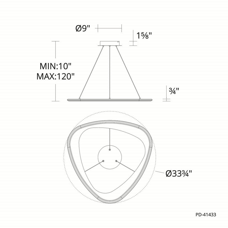 【WAC LIGHTING】アメリカ・LEDペンダントライト「Oyster」ブラッククローム(φ830×H20mm)※要問合せ