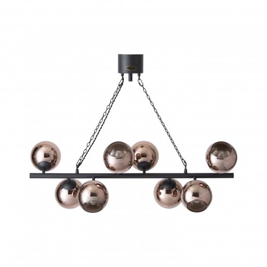 【HERMOSA】ペンダントライト「BIARRITZ 8」8灯・ブラック＆コッパー（W960×H1100mm）