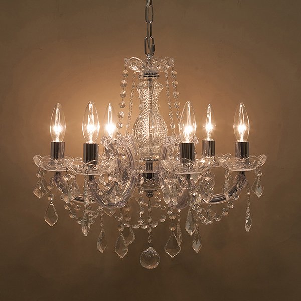 【在庫有！】アンティーク調シャンデリア6灯「ギャラクシーII」クリアー（W470×H450mm）