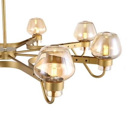 ガラスシェードシャンデリア8灯・ゴールド（W990×H200mm） | EL JEWEL