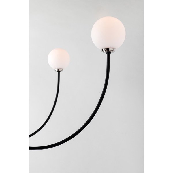 【MITZI】アメリカ・ガラスボールシャンデリア「COCO」5灯・クローム×ブラック（W762.0×H698.5mm）