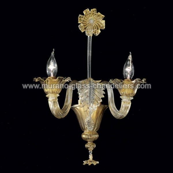 【MURANO GLASS CHANDELIERS】イタリア・ヴェネチアンガラスウォールライト2灯「GIUSTINIANO」（W350×D280×H480mm）