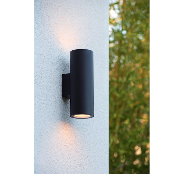 【LUCIDE】ベルギー インドア／アウトドアウォールスポットライト「VOLANTIS」Black 2灯（W146×D108×H300mm）