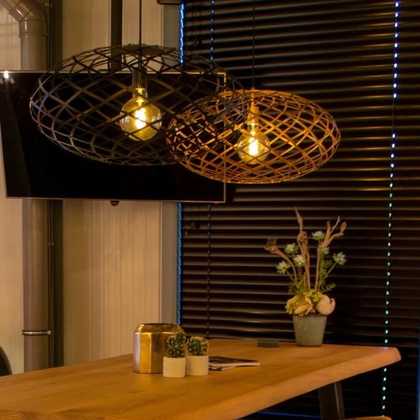 【LUCIDE】ベルギー　デザイン照明　ペンダントライト「WOLFRAM」Black（φ650×H320mm）