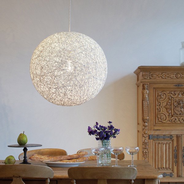 ホワイトペンダントライト 球形 天井照明 1灯 クリア ガラスペンダントライト 8インチ 直径20cm