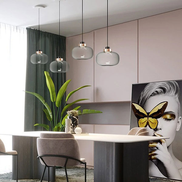 リーズナブル】デザイン照明 モダンガラスシェードペンダントライト
