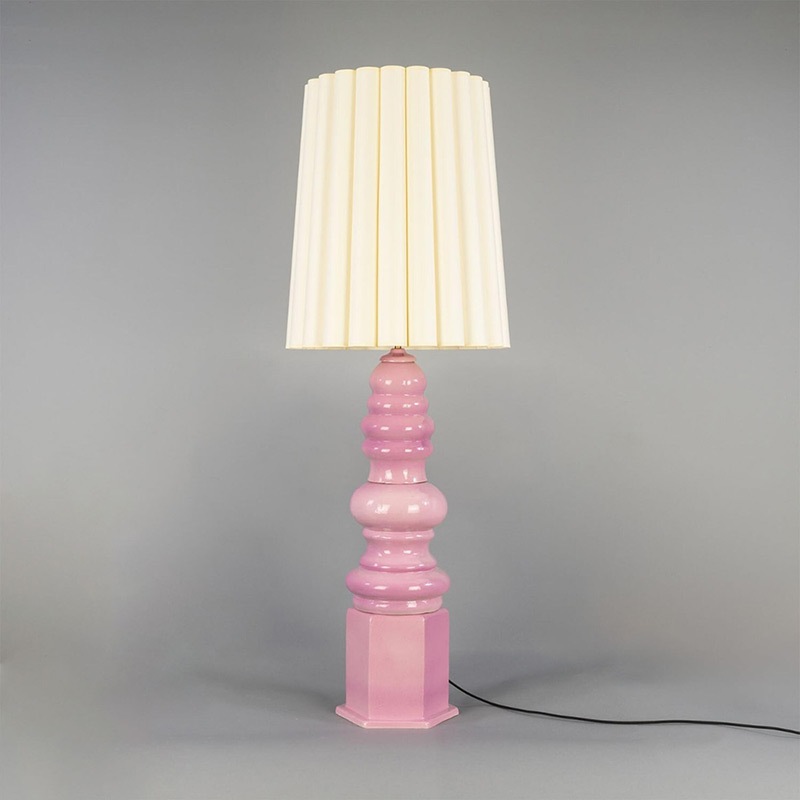 【Mullan】アイルランド「Safi-Large」セラミックテーブルライト 1灯（φ500×H1380mm）Carnation Pink