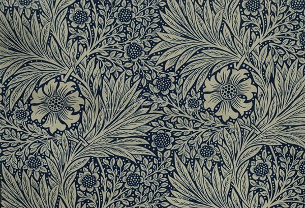 【William Morris】アンティーク調シェードテーブルライト・マリーゴールドネイビー(φ250×H450mm)