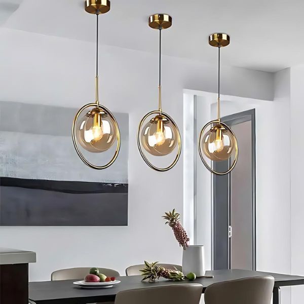 【リーズナブル】デザイン照明 LEDガラスボール ペンダントライト　Amber／Ash／Clear 1灯（φ150／250mm）