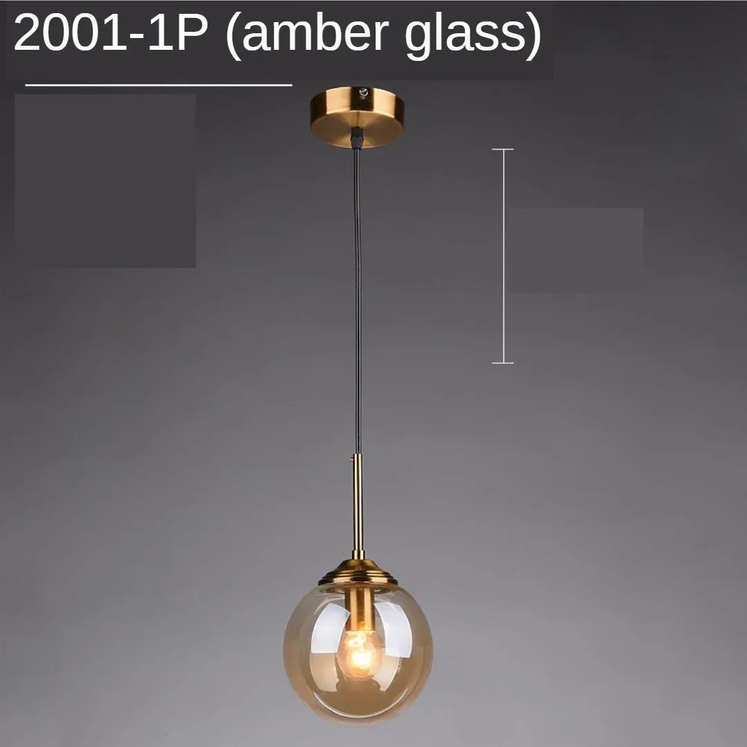 【リーズナブル】デザイン照明 LEDガラスボール ペンダントライト　Amber／Ash／Clear 1灯（φ150／250mm）
