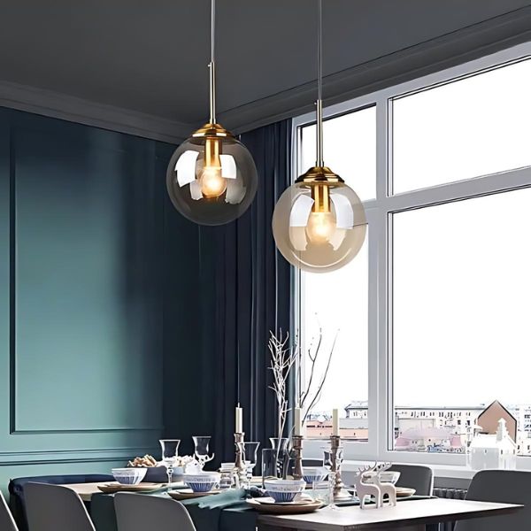 【リーズナブル】デザイン照明 LEDガラスボール ペンダントライト　Amber／Ash／Clear 1灯（φ150／250mm）