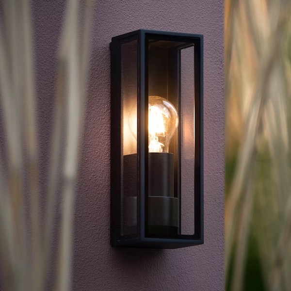 【LUCIDE】ベルギー インドア／アウトドアウォールライト「DUKAN」Black 1灯（W90×D86×H258mm）