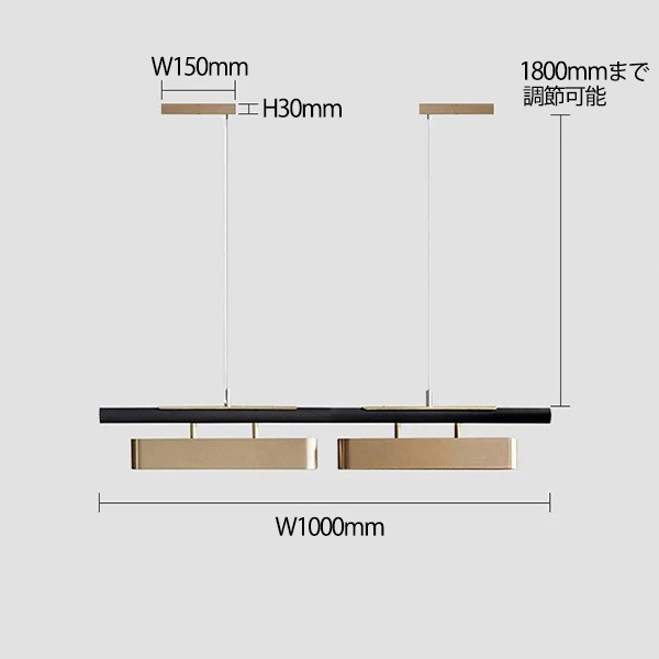 【リーズナブル】デザイン照明　モダンステンレスペンダントライト　2灯／3灯（W1000／1400mm） 
