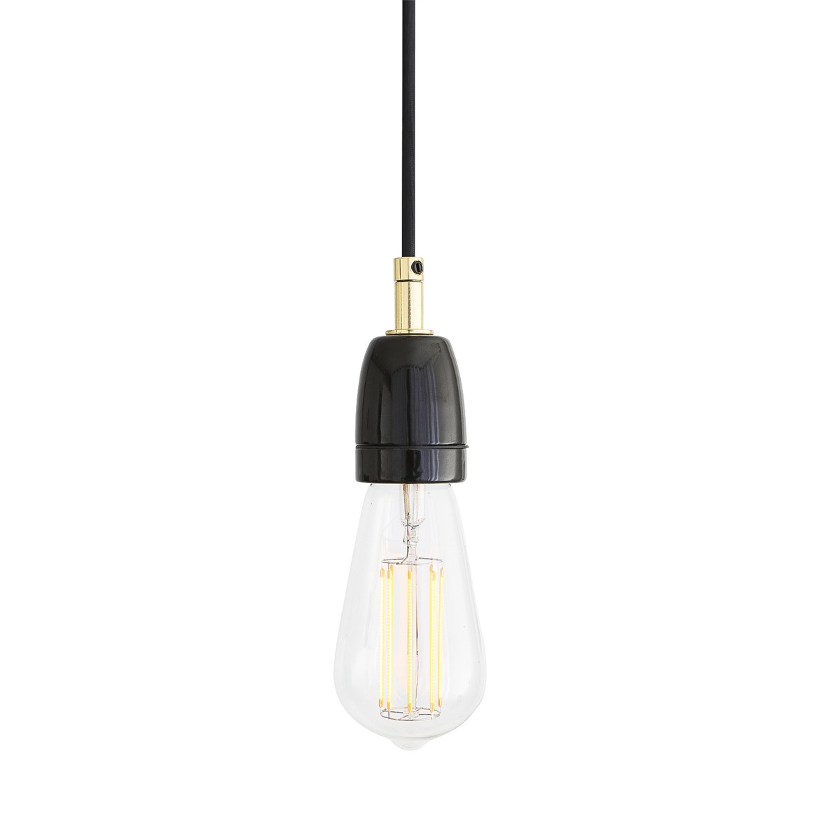 【Mullan】アイルランド「Caltra-Modern Ceramic and Brass」ペンダントライト 1灯 ホワイト／ブラック（W46×H100mm）