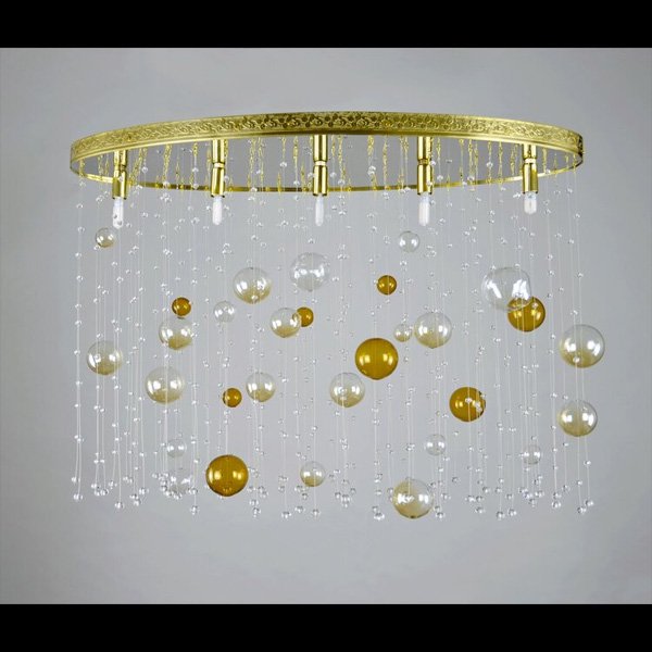 【WRANOVSKY】クリスタルシーリングシャンデリア「Ball」 5灯(W720×D260×H400mm)