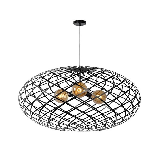 【LUCIDE】ベルギー　デザイン照明　ペンダントライト「WOLFRAM」Black（φ1000×H500mm）