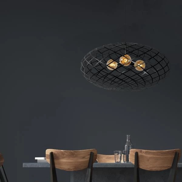 【LUCIDE】ベルギー　デザイン照明　ペンダントライト「WOLFRAM」Black（φ1000×H500mm）