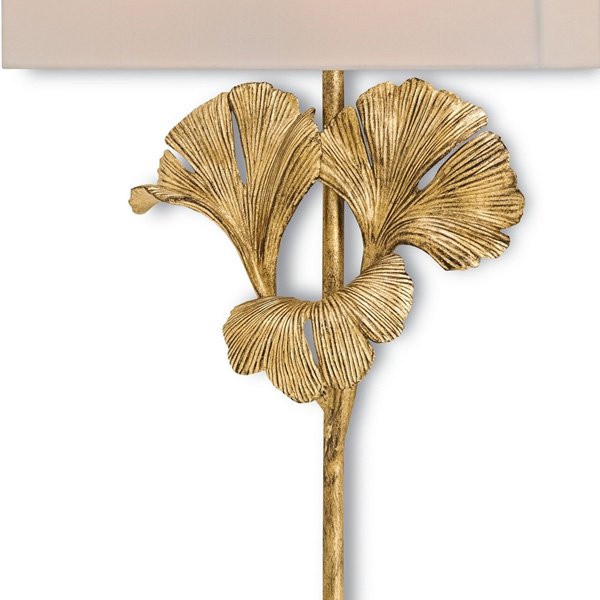 【CURREY】アメリカ・ウォールライト1灯「GINGKO」ゴールド (W355×D102×H635mm)