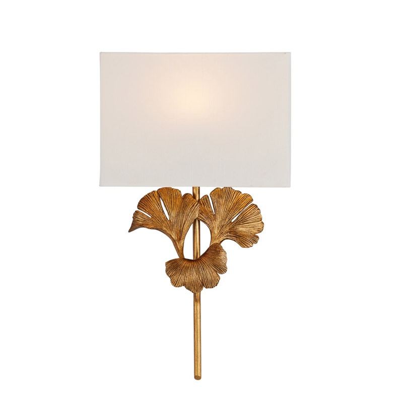 【CURREY】アメリカ・ウォールライト1灯「GINGKO」ゴールド (W355×D102×H635mm)