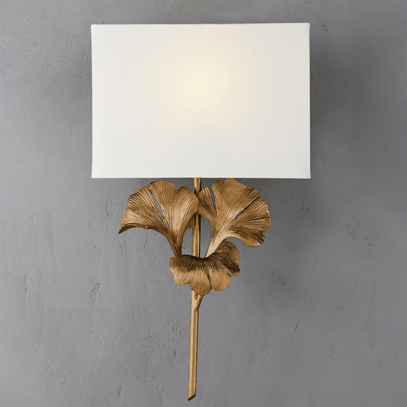 【CURREY】アメリカ・ウォールライト1灯「GINGKO」ゴールド (W355×D102×H635mm)