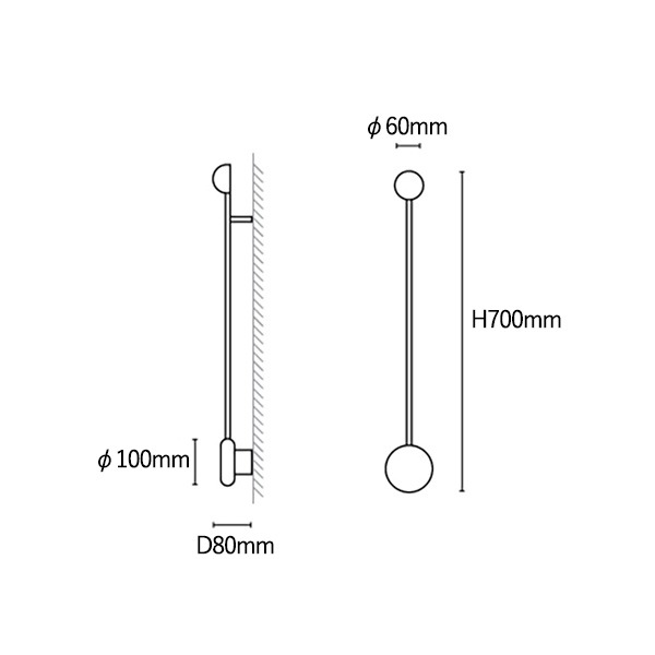 VIBIA】 スペイン・デザイン照明「Pin」ウォールライト 全4色（φ60×D80