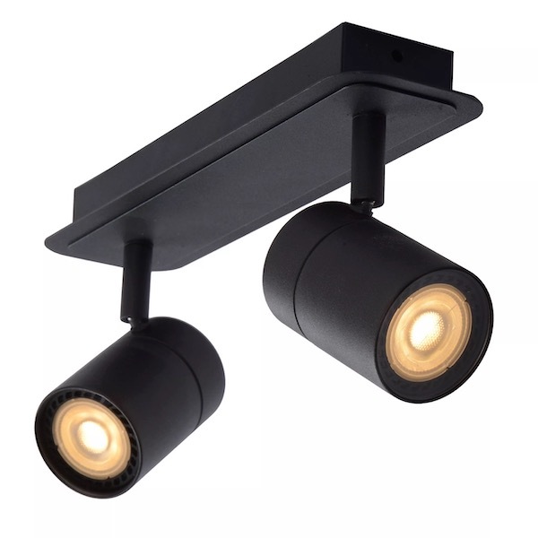 【LUCIDE】ベルギー バスルームシーリングスポットライト「LENNERT」Black 2灯（W280×D70×H125mm）