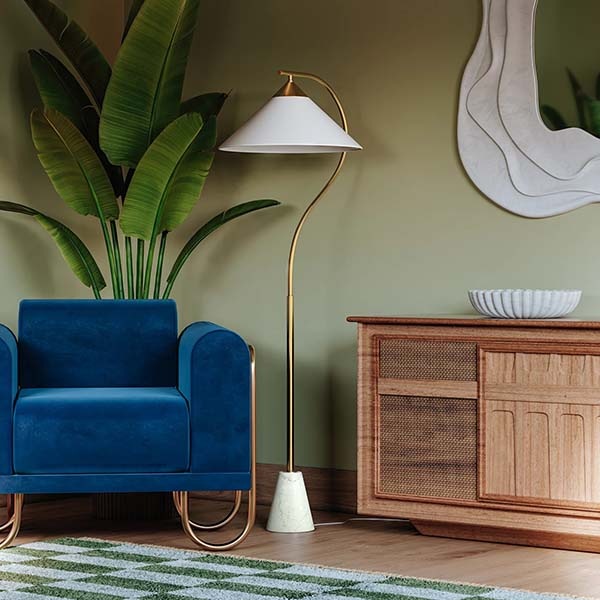 【MITZI】アメリカ・モダンフロアライト「Bianca」1灯・ゴールド（W508×D585×H1601mm）