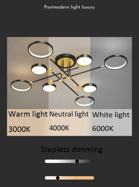 インテリア照明 モダンシーリング照明 ブラック／ゴールド（4・6・8灯