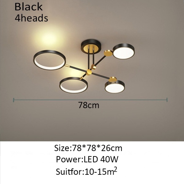 インテリア照明 モダンシーリング照明 ブラック／ゴールド（4・6・8灯