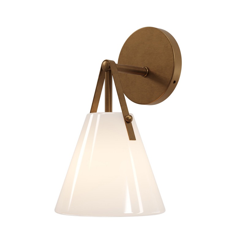 【CURREY】アメリカ・デザイン照明 ガラスシェードウォールライト 1灯「Bronwen」ゴールド（W170×D190×H290mm）