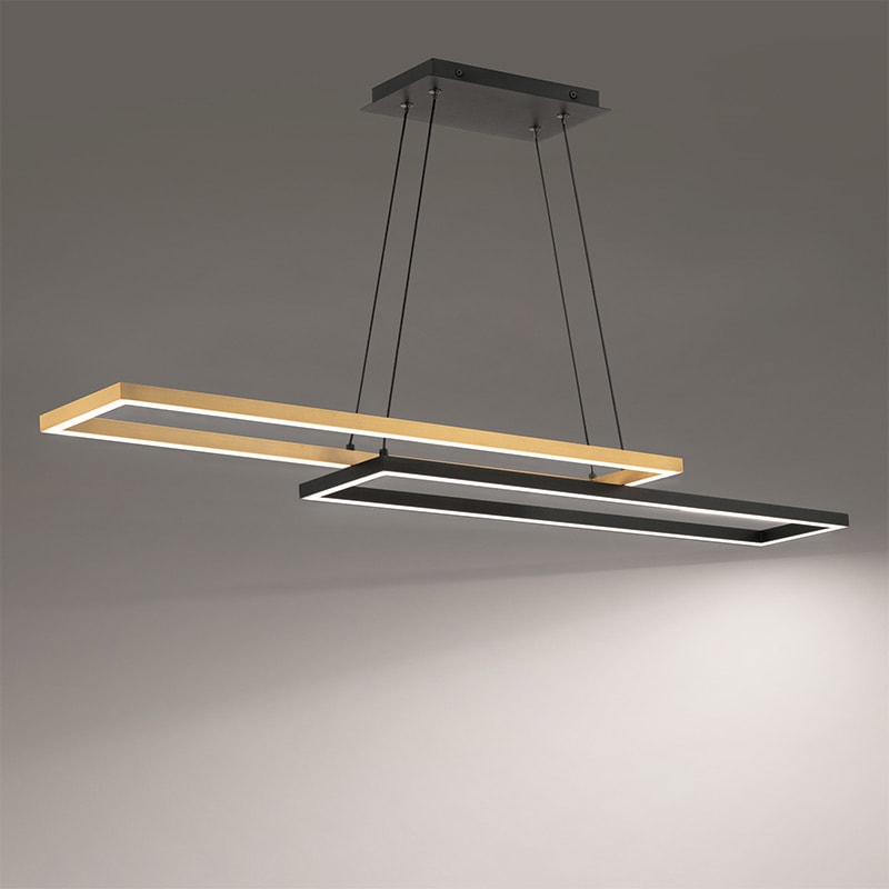 【WAC LIGHTING】アメリカ・LEDペンダントライト「Double Entendre」ブラック×ゴールド(W1060×D210mm)※要問合せ