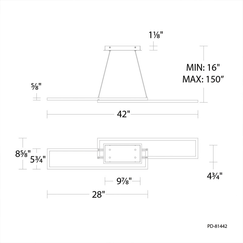 【WAC LIGHTING】アメリカ・LEDペンダントライト「Double Entendre」ブラック×ゴールド(W1060×D210mm)※要問合せ