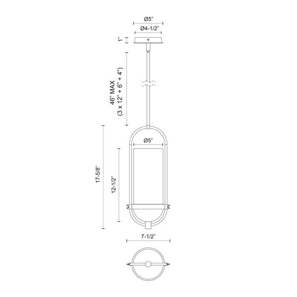 【Alora】アメリカ  デザイン照明ペンダントライト 「Cyrus」 1灯 マットブラック（W191×H448mm）