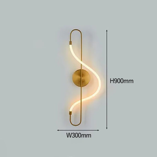 LEDロープデザイン照明　ウォールライト　ゴールド（W300×H900mm）
