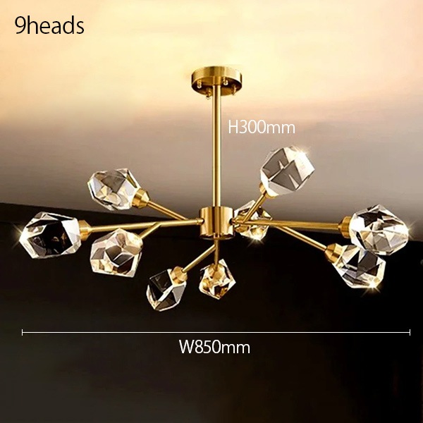 デザイン照明 モダンクリスタルシーリングライト ゴールド（W690