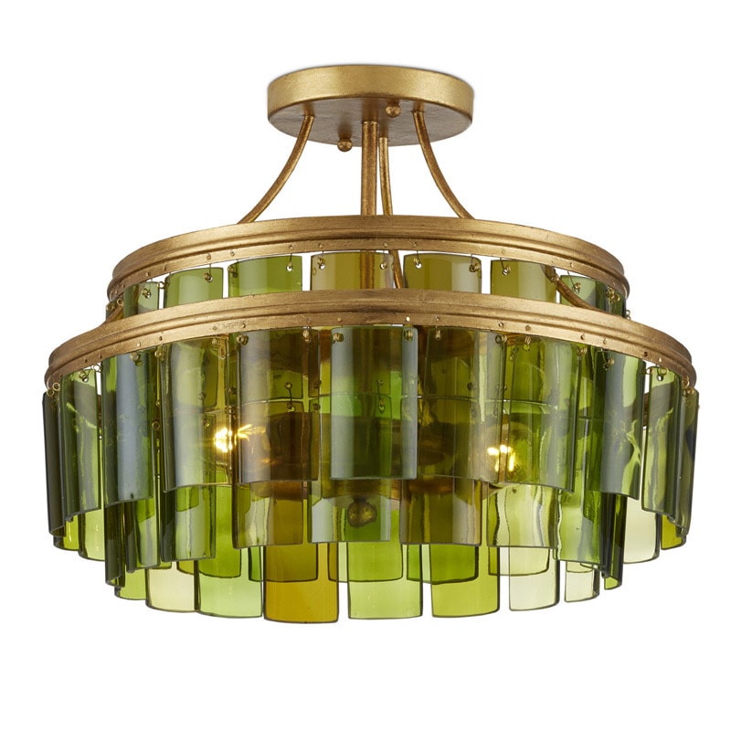 CURREY】アメリカ・シーリングライト 3灯「Vintner」グリーン（φ393