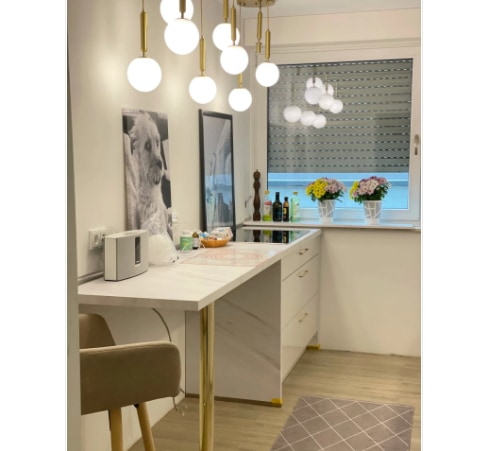 【IANLOV】ガラスシェードペンダントライト 2~6灯 ゴールド/ブラック (Φ150mm )