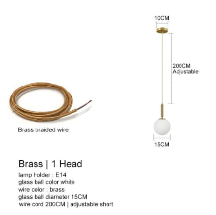 【IANLOV】ガラスシェードペンダントライト 2~6灯 ゴールド/ブラック (Φ150mm )