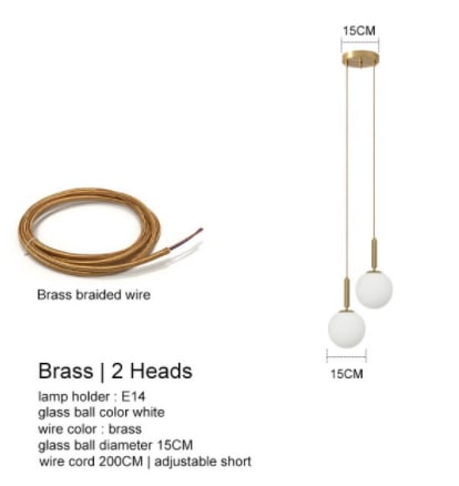 【IANLOV】ガラスシェードペンダントライト 2~6灯 ゴールド/ブラック (Φ150mm )