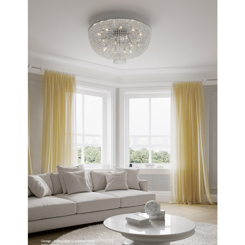 【Preciosa】「George L」クリスタルシーリングシャンデリア 20灯 クローム(W1000×H600mm)