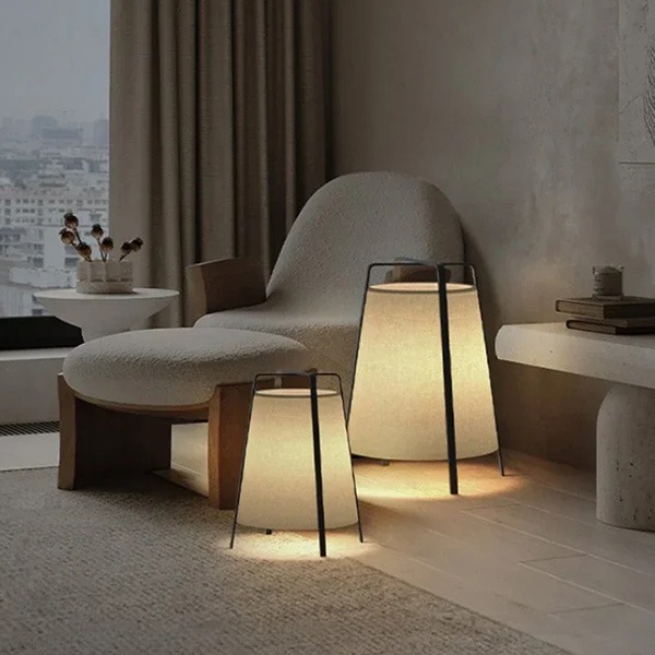 【リーズナブル】デザイン照明　モダンフロアライト　ナチュラル（φ191×H234mm／φ481×H595mm） フロアライト