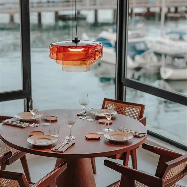 デザイン照明 モダンガラスシェードペンダントライト Orange（φ220