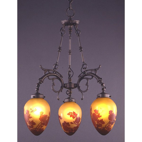 【入荷未定】【galle】-ガレ・コレクション- シェードランプ 3灯 ダークブロンズ「レッドローズ」