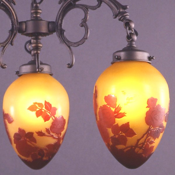 【入荷未定】【galle】-ガレ・コレクション- シェードランプ 3灯 ダークブロンズ「レッドローズ」